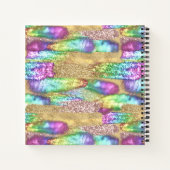 おもしろいカラフルブラシストロフェイクークユニコーングリッター ノートブック (裏面)