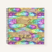 おもしろいカラフルブラシストロフェイクークユニコーングリッター ノートブック (正面)