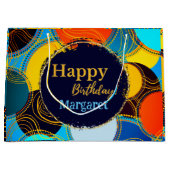 おもしろいカラフルブ数々のルーサークル抽象芸術レトロ ラージペーパーバッグ (正面)