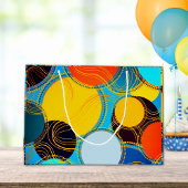 おもしろいカラフルブ数々のルーサークル抽象芸術レトロ ラージペーパーバッグ