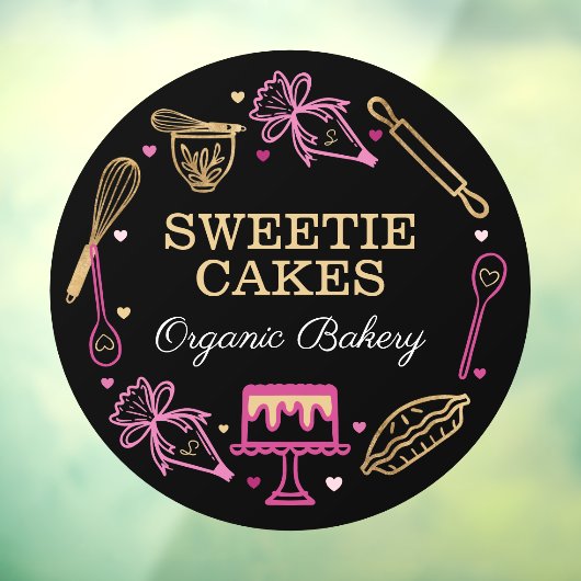 おもしろいカラフルベーキング料理器具ブラック&金ゴールド ウィンドウサイン (シート3)