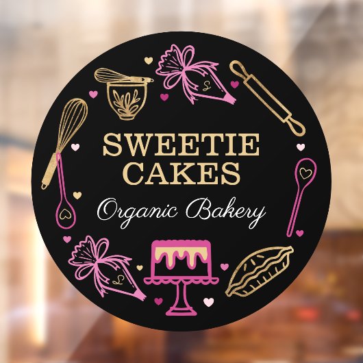 おもしろいカラフルベーキング料理器具ブラック&金ゴールド ウィンドウサイン (シート2)