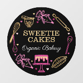 おもしろいカラフルベーキング料理器具ブラック&金ゴールド ウィンドウサイン (シート)