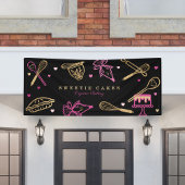 おもしろいカラフルベーキング料理器具ブラック&金ゴールド 横断幕