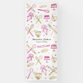 おもしろいカラフルベーキング料理器具ホワイト&金ゴールド 横断幕 (縦)