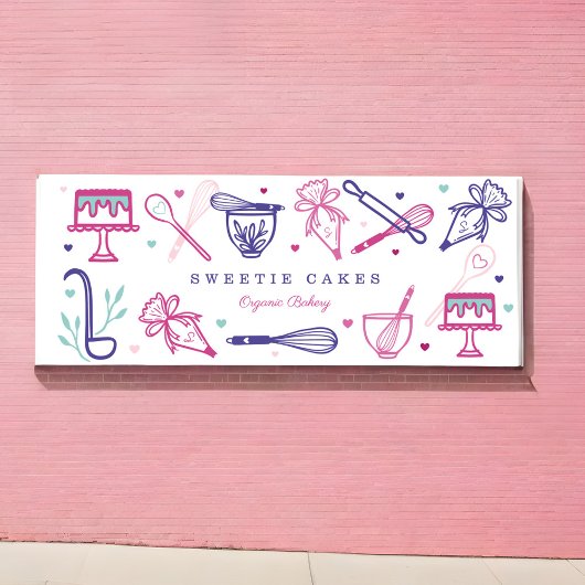 おもしろいカラフルベーキング&料理アースケーキベーカリー 横断幕