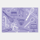 おもしろいカラフルベーキング・料理器具パターン ラッピングペーパーシート (正面3)