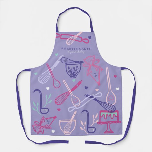 おもしろいカラフルベーキング・料理器具パープル エプロン (正面)