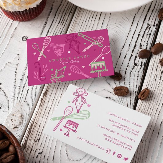 おもしろいカラフルベーキング・料理器具ピンク 名刺