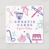 おもしろいカラフルベーキング・料理器白 スクエア名刺 (正面)