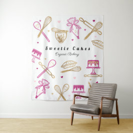 おもしろいカラフルベーキング&料理機器ホワイト&金ゴールド タペストリー