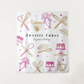 おもしろいカラフルベーキング&料理機器ホワイト&金ゴールド タペストリー (正面)