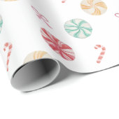 おもしろいカラフルペパーミントホイール&キャンディカン ラッピングペーパー (ロールコーナー)