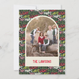 おもしろいカラフルホリデーレタリングアーチフォト シーズンカード