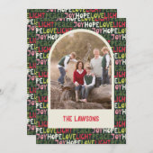 おもしろいカラフルホリデーレタリングアーチフォト シーズンカード (正面/裏面)