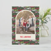 おもしろいカラフルホリデーレタリングアーチフォト シーズンカード (スタンド正面)