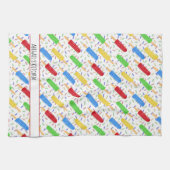 おもしろいカラフルポップと散水夏柄 キッチンタオル (横)
