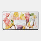 おもしろいカラフルポプシクルの水彩画 デスクマット (キーボード&マウス)