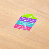 おもしろいカラフルポプシクルアエージュサマー誕生日 アクリル招待状 (レイダウン)