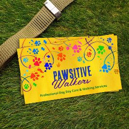 おもしろいカラフルポープリントのトレイル – ドッグウォーカー 名刺