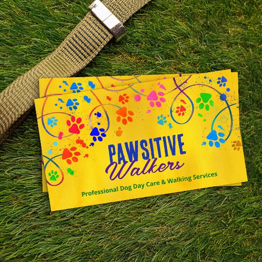 おもしろいカラフルポープリントのトレイル – ドッグウォーカー 名刺