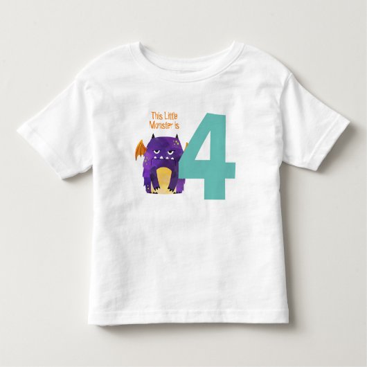 おもしろいカラフルマイリトルモンスターは4歳の誕生日 トドラーTシャツ (正面)