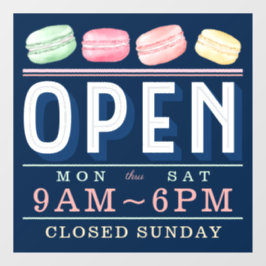 おもしろいカラフルマカロンオープンアワーズベーカリー事業 ウィンドウサイン