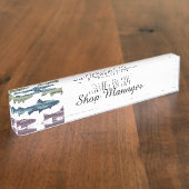 おもしろいカラフルマスの魚型 デスクネームプレート (側面)