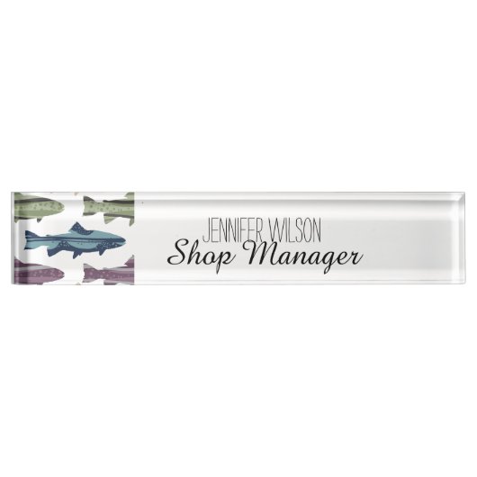 おもしろいカラフルマスの魚型 デスクネームプレート (正面)