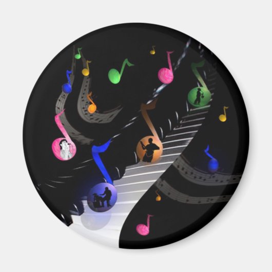 おもしろいカラフルミュージカルの音楽愛好者用磁石 マグネット (正面)