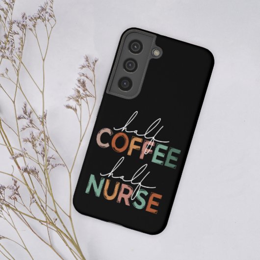 おもしろいカラフルメディカルハーフコーヒーハーフナース SAMSUNG GALAXYケース