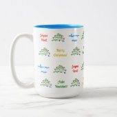 おもしろいカラフルメリークリスマス&クリスマスツリー ツートーンマグカップ (左)
