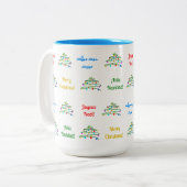 おもしろいカラフルメリークリスマス&クリスマスツリー ツートーンマグカップ (正面左)