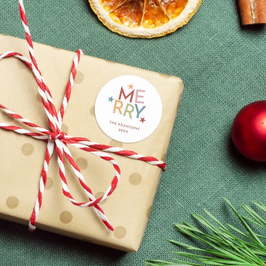 おもしろいカラフルメリーファミリ名 ラウンドシール