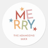 おもしろいカラフルメリーファミリ名 ラウンドシール (正面)