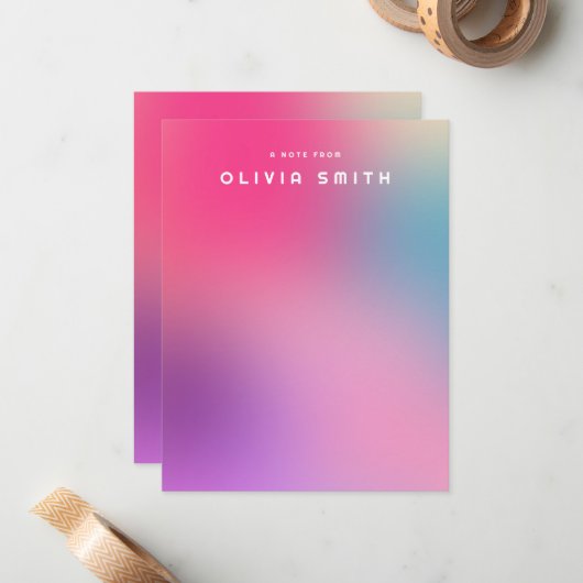 おもしろいカラフルモダンピンク10代のノートカード（名前あり） ノートカード (正面/裏面インサイチュ)