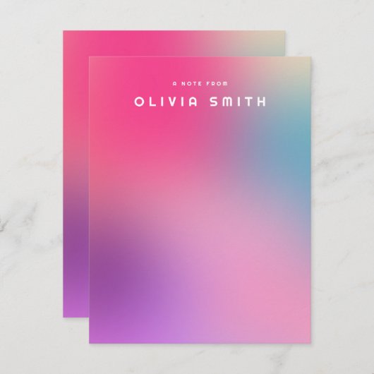 おもしろいカラフルモダンピンク10代のノートカード（名前あり） ノートカード (正面/裏面)