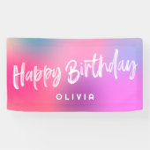 おもしろいカラフルモダン10代のトゥイーンピンクガール誕生日 横断幕 (横)