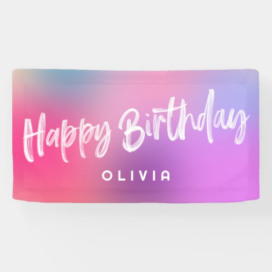 おもしろいカラフルモダン10代のトゥイーンピンクガール誕生日 横断幕 (横)