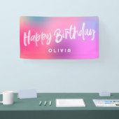 おもしろいカラフルモダン10代のトゥイーンピンクガール誕生日 横断幕 (トレードショー)