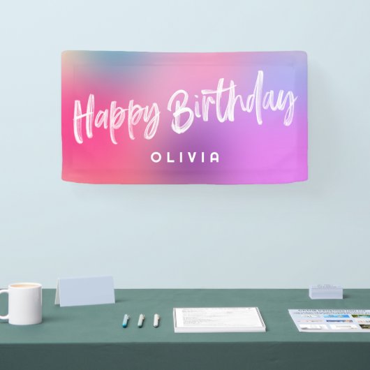 おもしろいカラフルモダン10代のトゥイーンピンクガール誕生日 横断幕 (トレードショー)