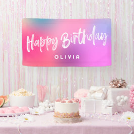 おもしろいカラフルモダン10代のトゥイーンピンクガール誕生日 横断幕