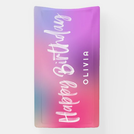 おもしろいカラフルモダン10代のトゥイーンピンクガール誕生日 横断幕 (縦)