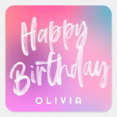 おもしろいカラフルモダンSweet sixteen誕生会 スクエアシール (正面)