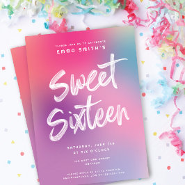 おもしろいカラフルモダンSweet sixteen誕生会 招待状