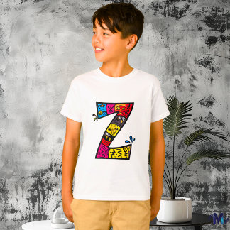おもしろいカラフルモノグラムZトライバルとドードル Tシャツ
