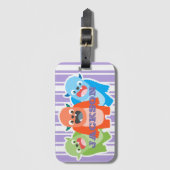 おもしろいカラフルモンスターズパーソナライズされたキッズ ラゲッジタグ (正面縦)