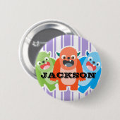 おもしろいカラフルモンスターズパーソナライズされたキッズ 缶バッジ (正面&裏面)