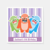 おもしろいカラフルモンスターズパーソナライズされた子供の誕生日 スタンダードカクテルナプキン (正面)