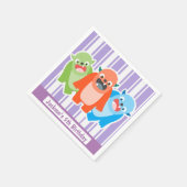 おもしろいカラフルモンスターズパーソナライズされた子供の誕生日 スタンダードカクテルナプキン (角)